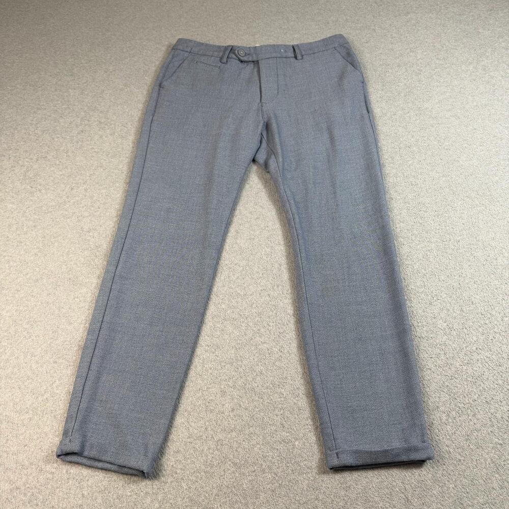 Les Deux Como Pant Men 32x30 Gray Slim Fit Stretch Dress Trouser Business Office